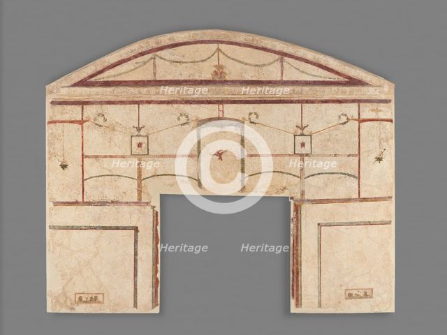 Frescoed Wall with Double White Field and a Niche, A.D. 50-79. Creator: Unknown.