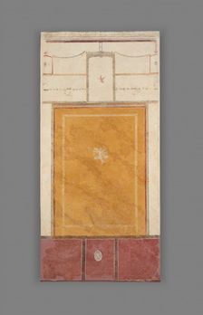 Frescoed Wall with White Ground and Yellow Center Panel, A.D. 50-79. Creator: Unknown