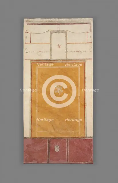 Frescoed Wall with White Ground and Yellow Center Panel, A.D. 50-79. Creator: Unknown.