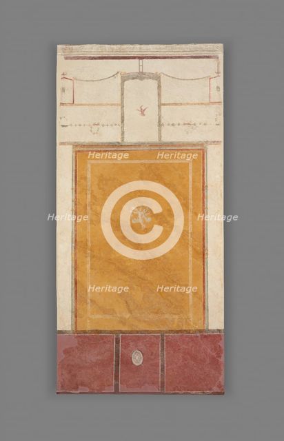 Frescoed Wall with White Ground and Yellow Center Panel, A.D. 50-79. Creator: Unknown.