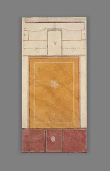 Frescoed Wall with White Ground and Yellow Center Panel, A.D. 50-79. Creator: Unknown