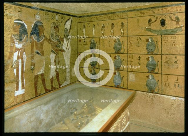 Frescoes in the crypt of Tutankhamun in the Valley of the Kings at Thebes.