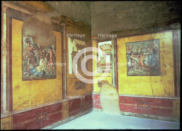 Frescoes on the walls of the House of Vettii in Pompeii.