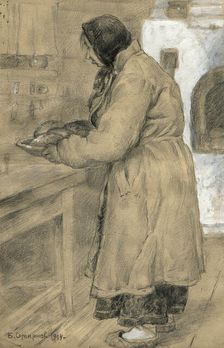 Fresh-Baked Shaneshki (Siberian Buns) and Grandmother Arina, from Whom I Rented a Bed. Irkutsk, 1904 Creator: Boris Vasilievich Smirnov