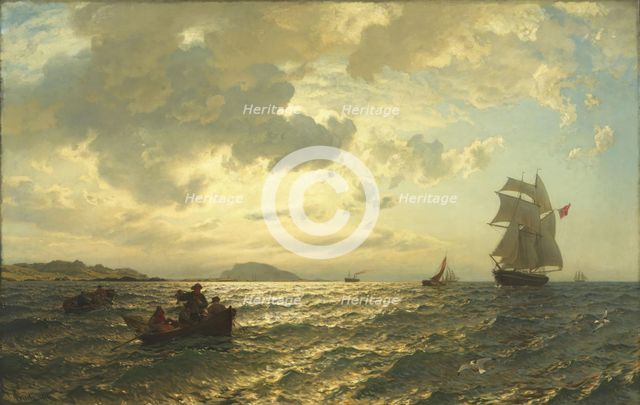 Fresh Breeze on the Norwegian Coast, 1876. Creator: Hans Gude.