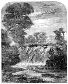 Freshwater fishes: angling in Scotland - salmon-leap on the River Allan, 1862. Creator: Mason Jackson