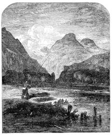 Freshwater fishes: angling on the Echaig, near Kilmun, [Scotland], 1862. Creator: Mason Jackson