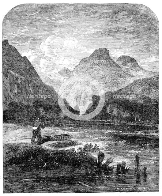 Freshwater fishes: angling on the Echaig, near Kilmun, [Scotland], 1862. Creator: Mason Jackson.