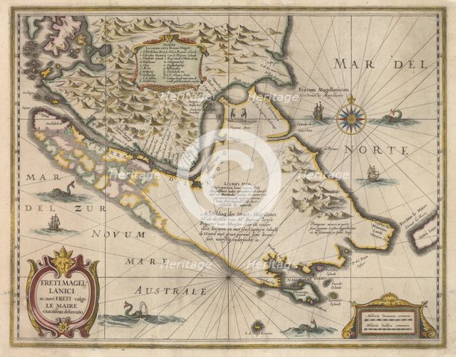 Freti Magellanici ac novi freti vulgo Le Maire exactissima delineatio, c.1630. Artist: Hondius, Jodocus (1563-1612)