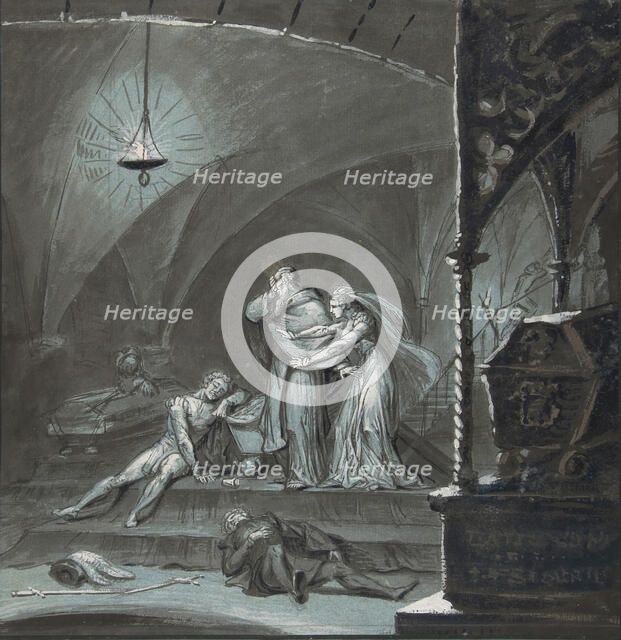 Friar Lawrence and Juliet Discover the Bodies of Romeo and Paris..., 19th century. Creator: Anon.