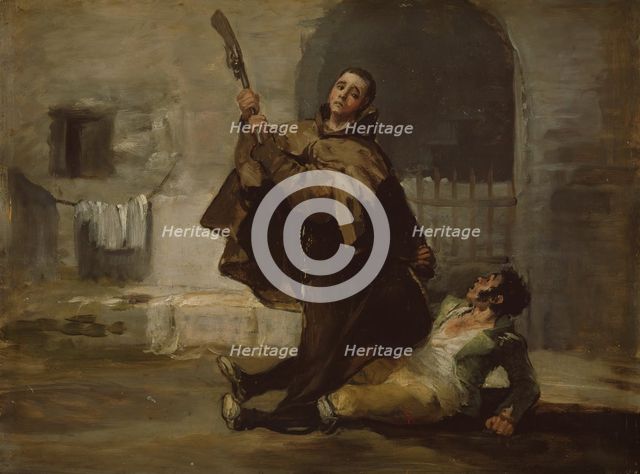 Friar Pedro Clubs El Maragato with the Butt of the Gun, c. 1806. Creator: Francisco Goya.