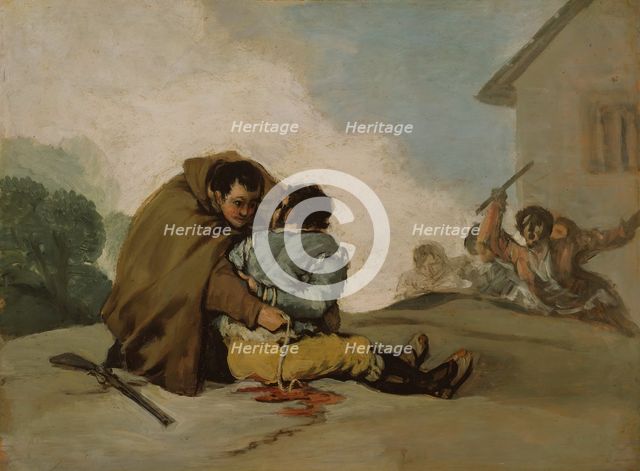 Friar Pedro Binds El Maragato with a Rope, c. 1806. Creator: Francisco Goya.