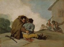Friar Pedro Binds El Maragato with a Rope, c. 1806. Creator: Francisco Goya