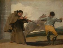 Friar Pedro Shoots El Maragato as His Horse Runs Off, c. 1806. Creator: Francisco Goya