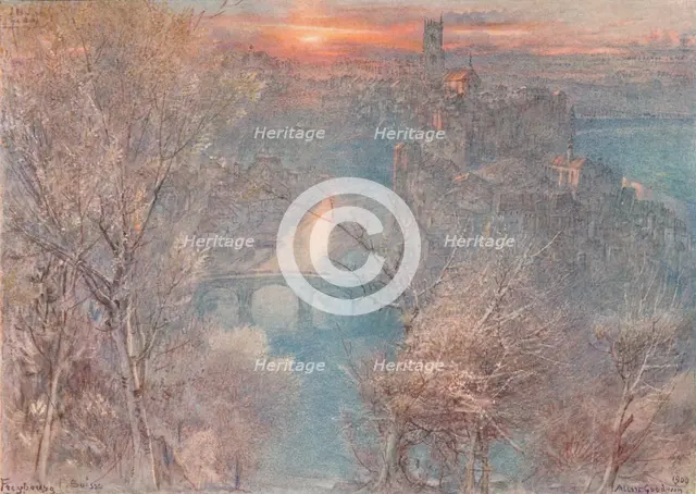 'Fribourg, Switzerland: Sunrise', 1900, (1923). Artist: Albert Goodwin.