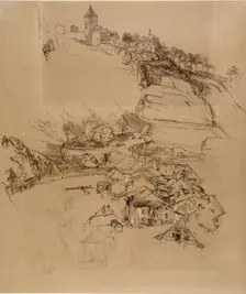 Fribourg, Switzerland: Pen sketch, July or August - September 1856. Artist: John Ruskin