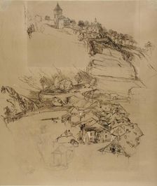 Fribourg, Switzerland: Pen sketch, July or August - September 1856. Artist: John Ruskin