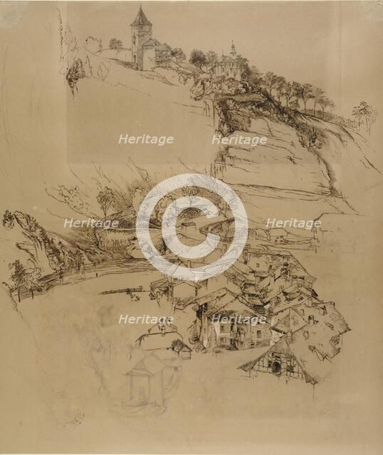 Fribourg, Switzerland: Pen sketch, July or August - September 1856. Artist: John Ruskin.