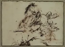 Frightened Horse, between late 18th and early 19th century. Creator: Attributed to Théodore Géricault (1791-1824)