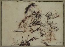 Frightened Horse, between late 18th and early 19th century. Creator: Attributed to Théodore Géricault (1791-1824)