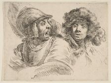 Frightened Soldier and a Man in a Fur Hat, ca. 1652. Creator: Stefano della Bella