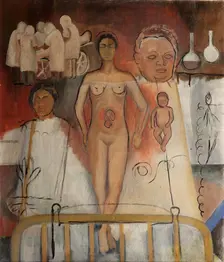 Frida and the Caesarean Operation or The Hospital, 1931. Creator: Kahlo; Frida (1907-1954)