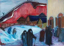 Friday evening (Synagogue), 1909-1910. Creator: Werefkin, Marianne, von (1860-1938)