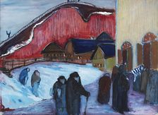 Friday evening (Synagogue), 1909-1910. Creator: Werefkin, Marianne, von (1860-1938)