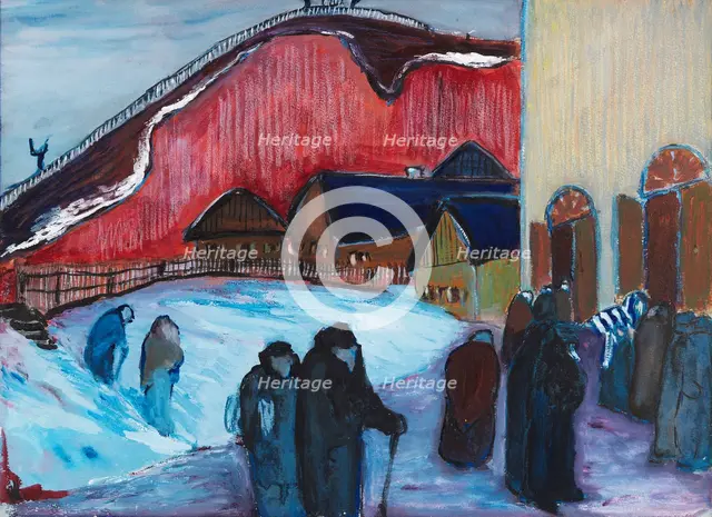 Friday evening (Synagogue), 1909-1910. Creator: Werefkin, Marianne, von (1860-1938).