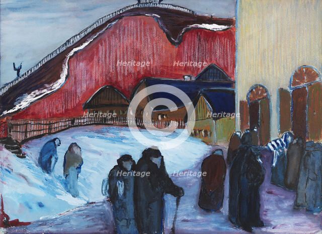 Friday evening (Synagogue), 1909-1910. Creator: Werefkin, Marianne, von (1860-1938).