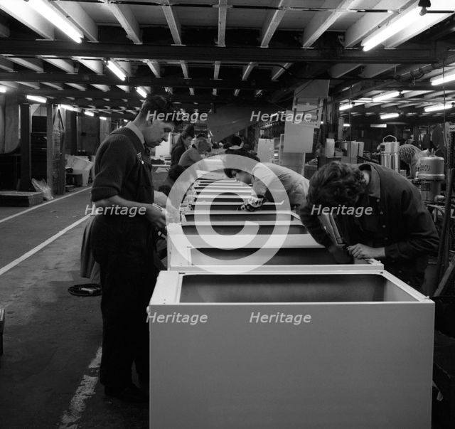 Fridge assembly line at the General Electric Company, Swinton, South Yorkshire, 1964.  Artist: Michael Walters