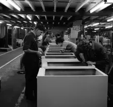 Fridge assembly line at the General Electric Company, Swinton, South Yorkshire, 1964. Creator: Michael Walters