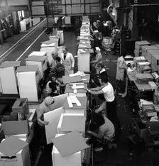 Fridge assembly line at the General Electric Company, Swinton, South Yorkshire, 1964. Creator: Michael Walters