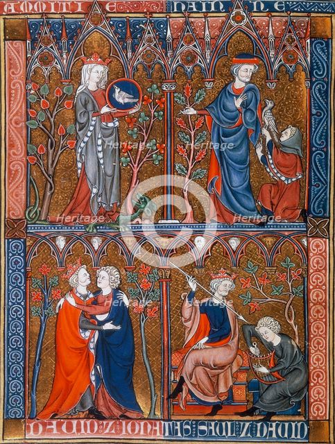 Friendship and Hatred; Jonathan, David and Saul, c1290-c1300. Creator: Unknown.