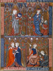 Friendship and Hatred; Jonathan, David and Saul, c1290-c1300. Creator: Unknown