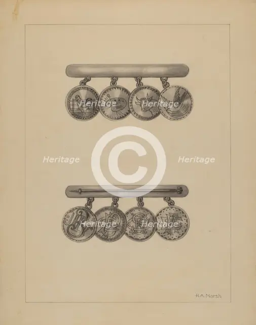 Friendship Pin, c. 1937. Creator: Herbert Marsh.