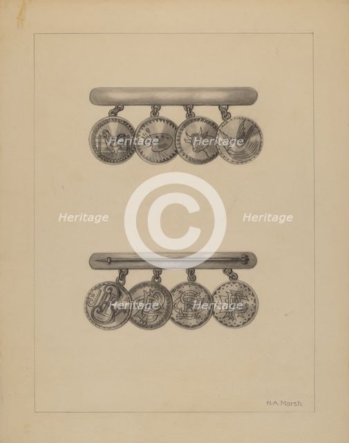 Friendship Pin, c. 1937. Creator: Herbert Marsh.