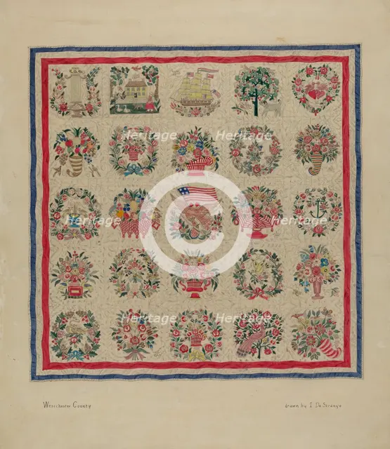 Friendship Quilt, c. 1937. Creator: Isabelle De Strange.