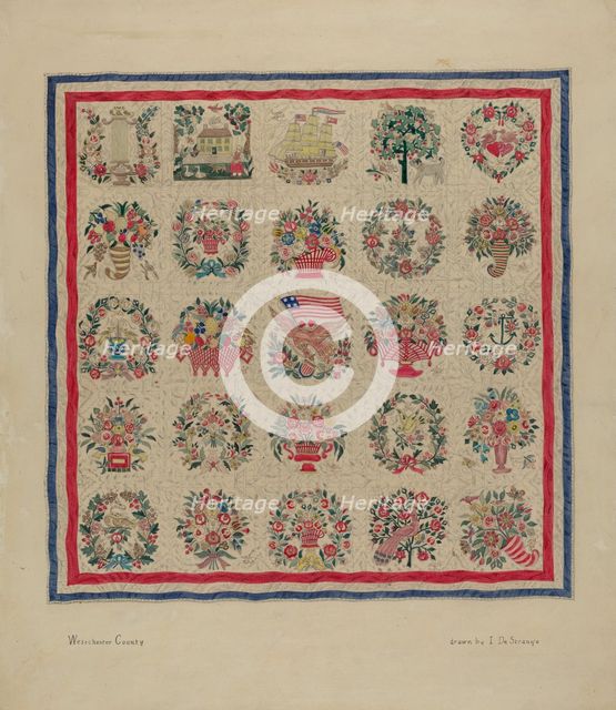 Friendship Quilt, c. 1937. Creator: Isabelle De Strange.
