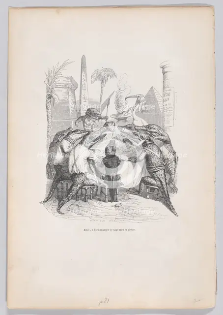 Friends, the wise one places his glory in eating well from Scenes from the Private ..., ca. 1837-47. Creator: Andrew Best Leloir.