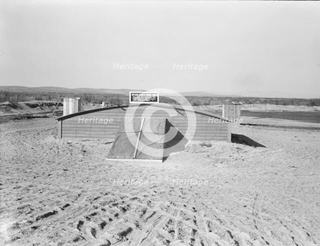 Friends basement church built May, 1939, Dead Ox Flat, Malheur County, Oregon, 1939. Creator: Dorothea Lange.