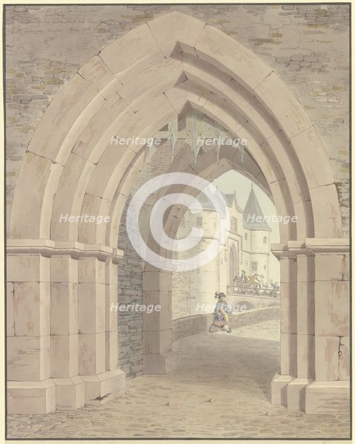 Friedberg, view of the castle through the lake gate, 1826. Creator: Friedrich Maximilian Hessemer.