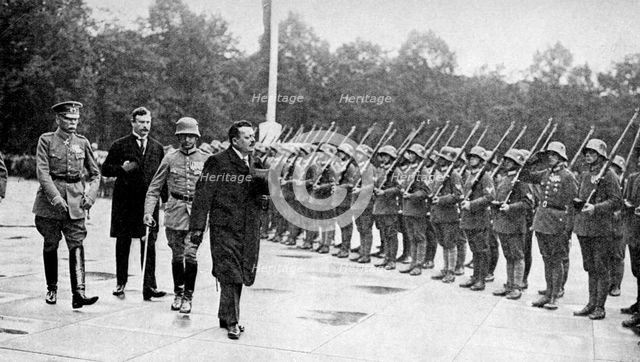 Friedrich Ebert (1871-1925) inspecting the troops, Germany, 1922. Artist: Unknown
