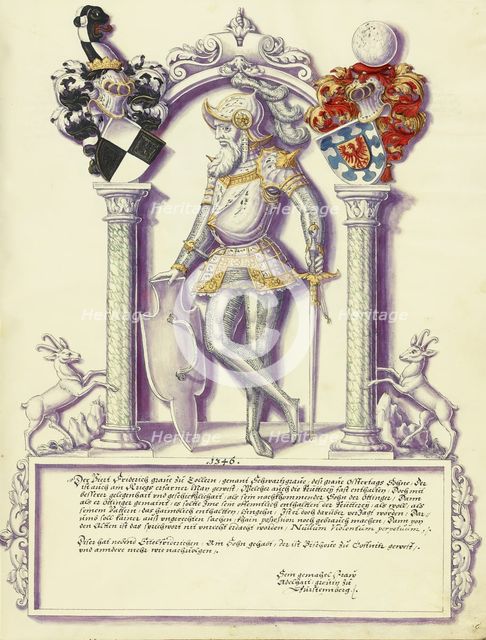 Friedrich IV Hohenzollern; Chronicle of the Hohenzollern Family, about 1572. Creator: Jorg Ziegler.