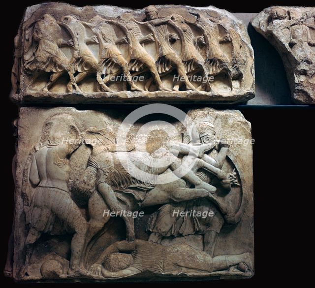 Frieze of Greek warriors in battle, 5th century BC. Artist: Unknown