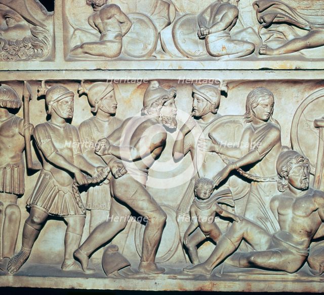 Frieze of Roman soldiers with Barbarian captives. Artist: Unknown