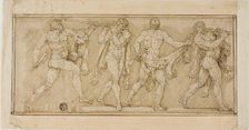 Frieze of Satyrs Wearing Lion Skins and Playing Pipes, n.d