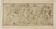 Frieze of Satyrs Wearing Lion Skins and Playing Pipes, n.d