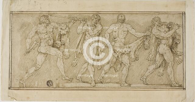 Frieze of Satyrs Wearing Lion Skins and Playing Pipes, n.d.