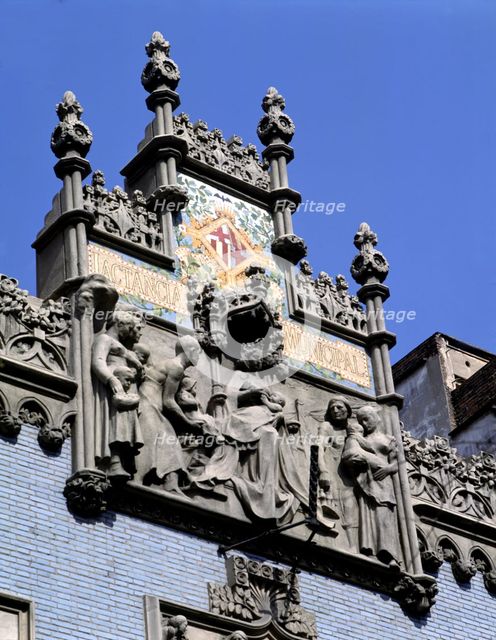 Frieze of the Breastfeeding Municipal Building in the Gran Via in Barcelona, ??1910, sculptures b…